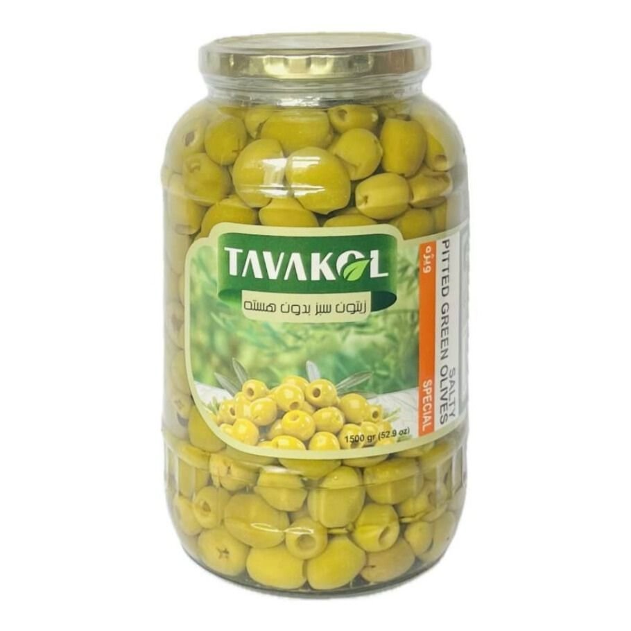 Tavakol Salty Pitted Green Olives, 1500gr